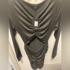 Charcoal Ruched Dress - Fashion Nova